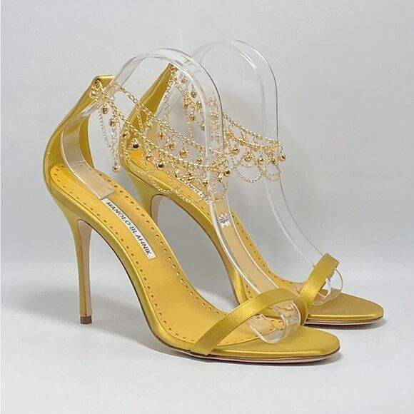 Manolo Blahnik Campanillasan 105MM Satin Sandals size 39.5 - Picture 2 of 12